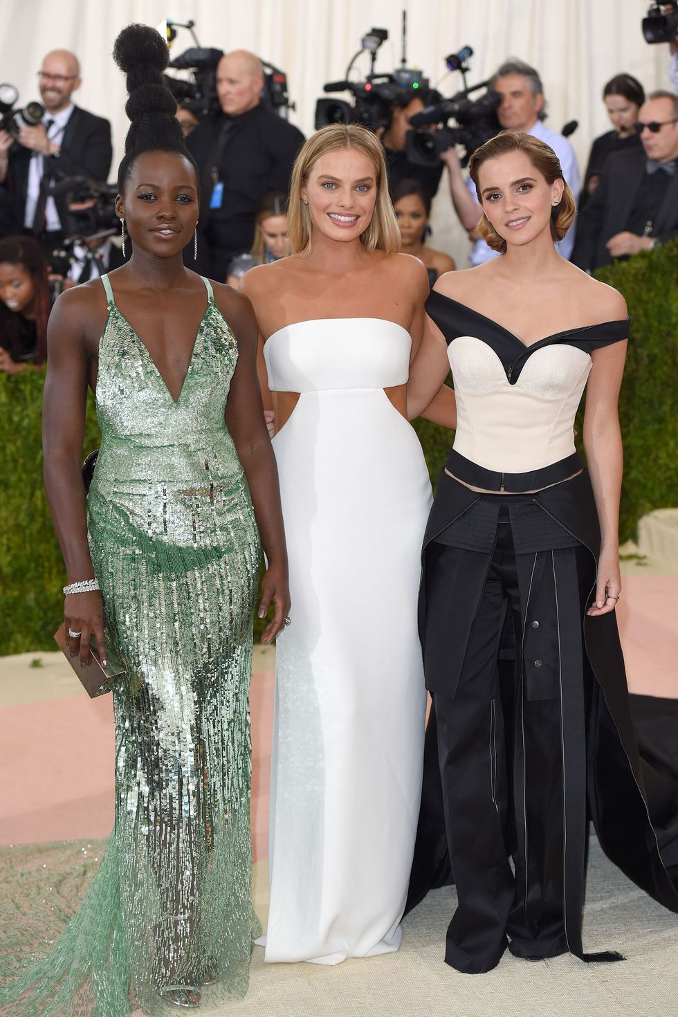 Lupita Nyong'o, Margot Robbie and Emma Watson at the Met Gala in Calvin Klein