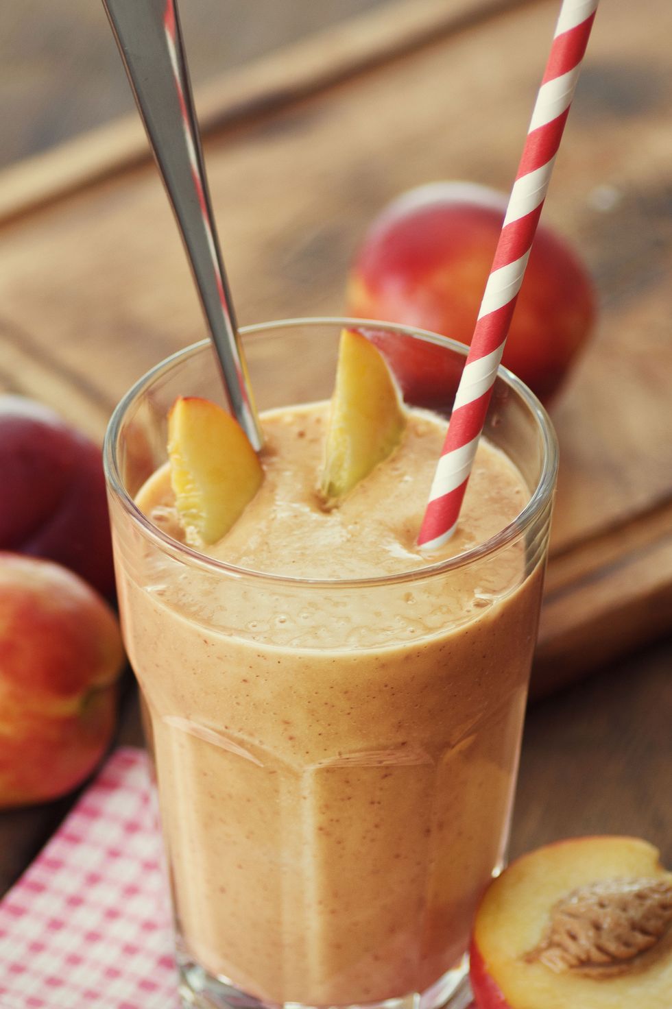 Food, Ingredient, Drink, Drinking straw, Peach, Fruit, Health shake, Recipe, Non-alcoholic beverage, Natural foods, 