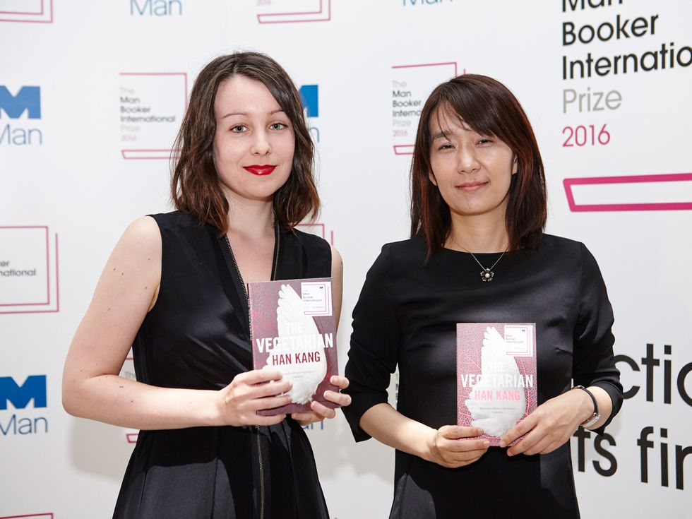 The author and translator collecting the Man Booker International Prize