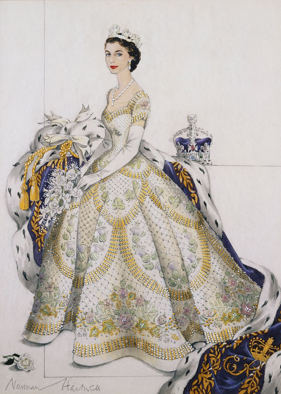 Sketch of Queen coronation dress