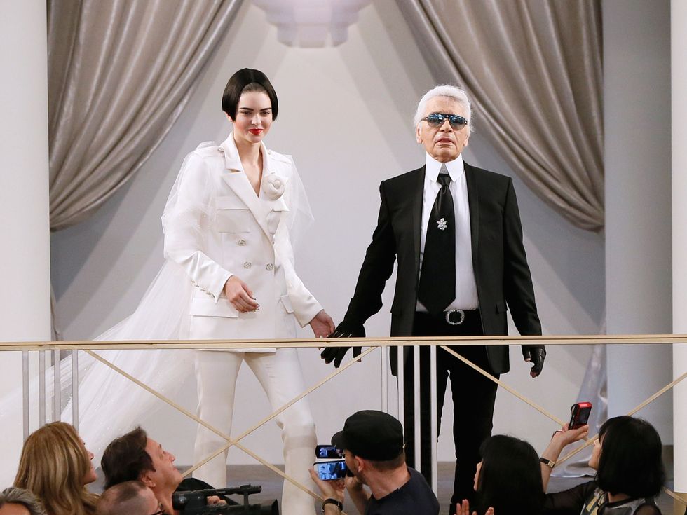 Karl Lagerfeld and Kendall Jenner at the Chanel couture show