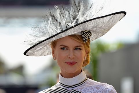 Nicole Kidman wearing a hat to the races