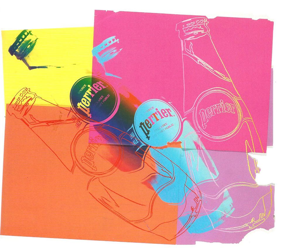 'Perrier' by Andy Warhol, 1983, coloured paper and ink collage