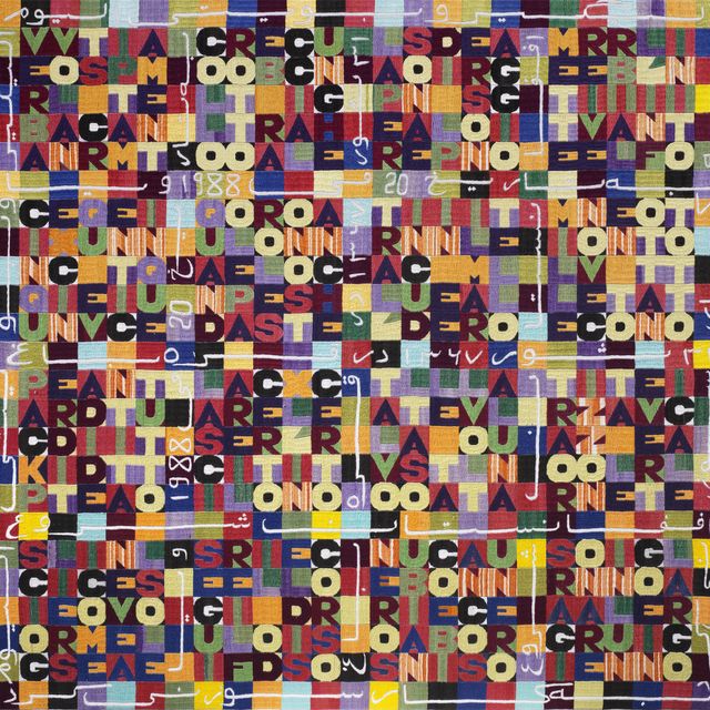 '20-9-1988' by Alighiero Boetti (1988), embroidered tapestry