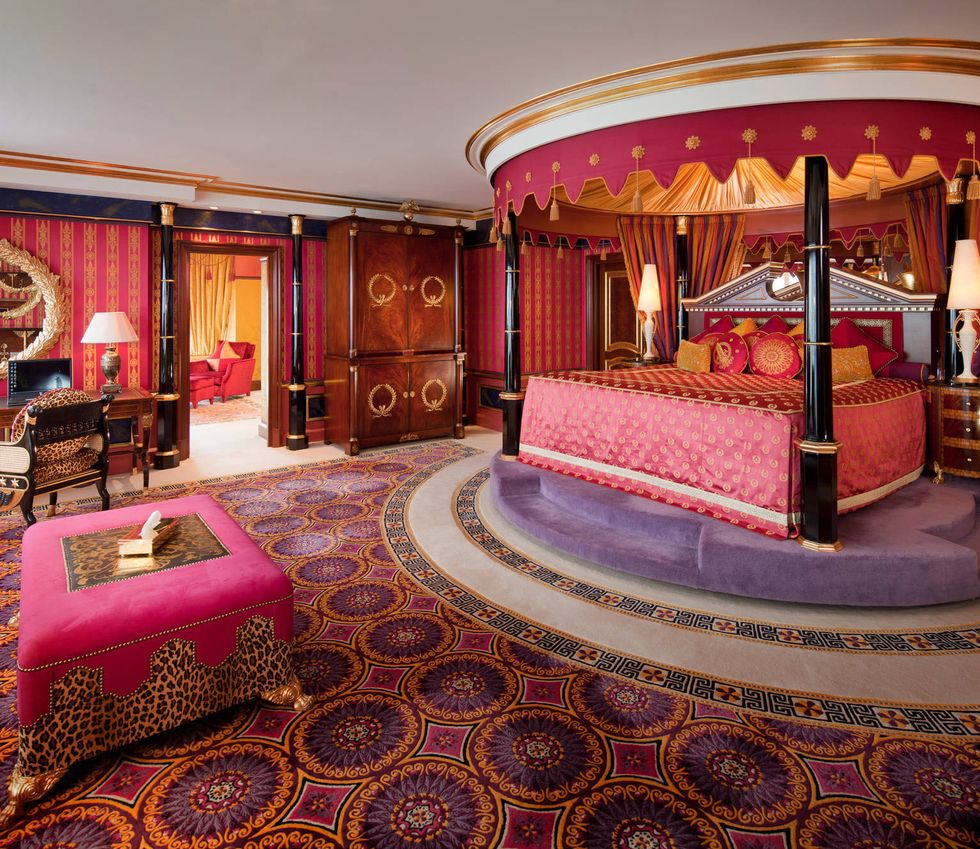 <p><strong>Where</strong>:  <a href="https://www.jumeirah.com/en/hotels-resorts/dubai/burj-al-arab/" target="_blank">Burj Al Arab Jumeriah</a>, Dubai, UAE</p><p>Considered one of the most extravagant hotels in the world, Dubai's Burj Al Arab Jumeirah goes all out for guests staying in the $8,900 per night Royal Suite. One of the coolest amenities on offer in the duplex—which also includes a rotating canopy bed and private cinema—is the 24-karat Gold iPad given to each guest upon arrival. iPads are programmed with access to all guest services and hotel information, and guests can purchase the 64 GB version for $8,154.65.</p>