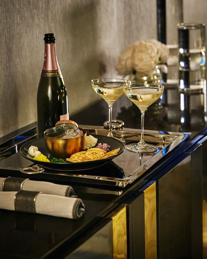 <p><strong>Where</strong>: <a href="http://www.viceroyhotelsandresorts.com/en/beverlyhills" target="_blank">Viceroy L'Ermitage Beverly Hills</a>, California</p><p>In the heart of Beverly Hills, luxury-loving foodies can enjoy the "Caviar and Vintage Champagne Royal Package," which costs $20,000 per night and accommodates up to ten guests in the 3,800 square foot Royal Suite. On offer are an array of delicacies ranging from Beluga caviar and Kusshi oysters to Alaskan king crab and Maine lobster tails, with a bottle of 2002 Salon "Le Mesnil - Grand Cru" Blanc de Blancs Brut Champagne provided.</p>