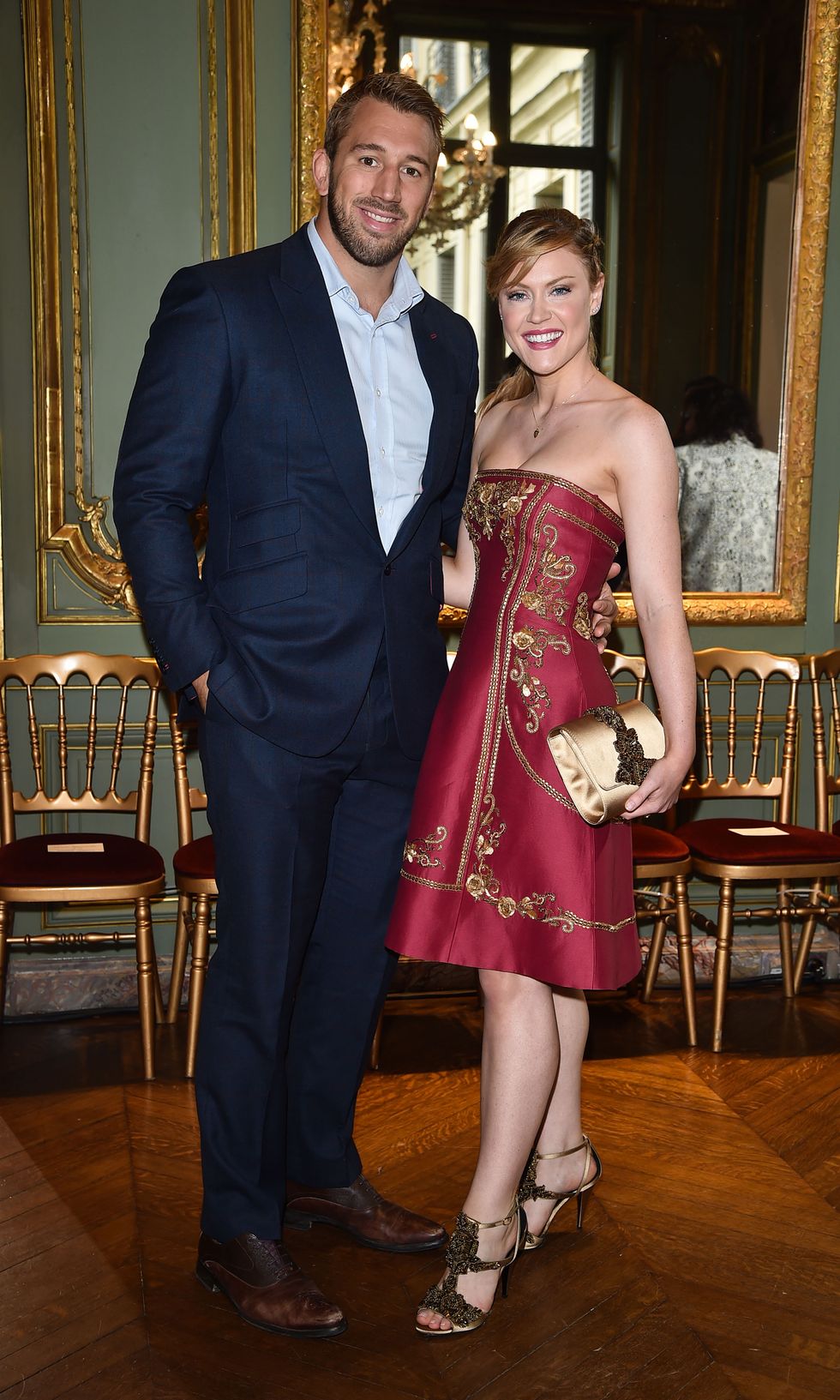 Camilla Kerslake and Chris Robshaw at the Alberta Ferretti Couture show
