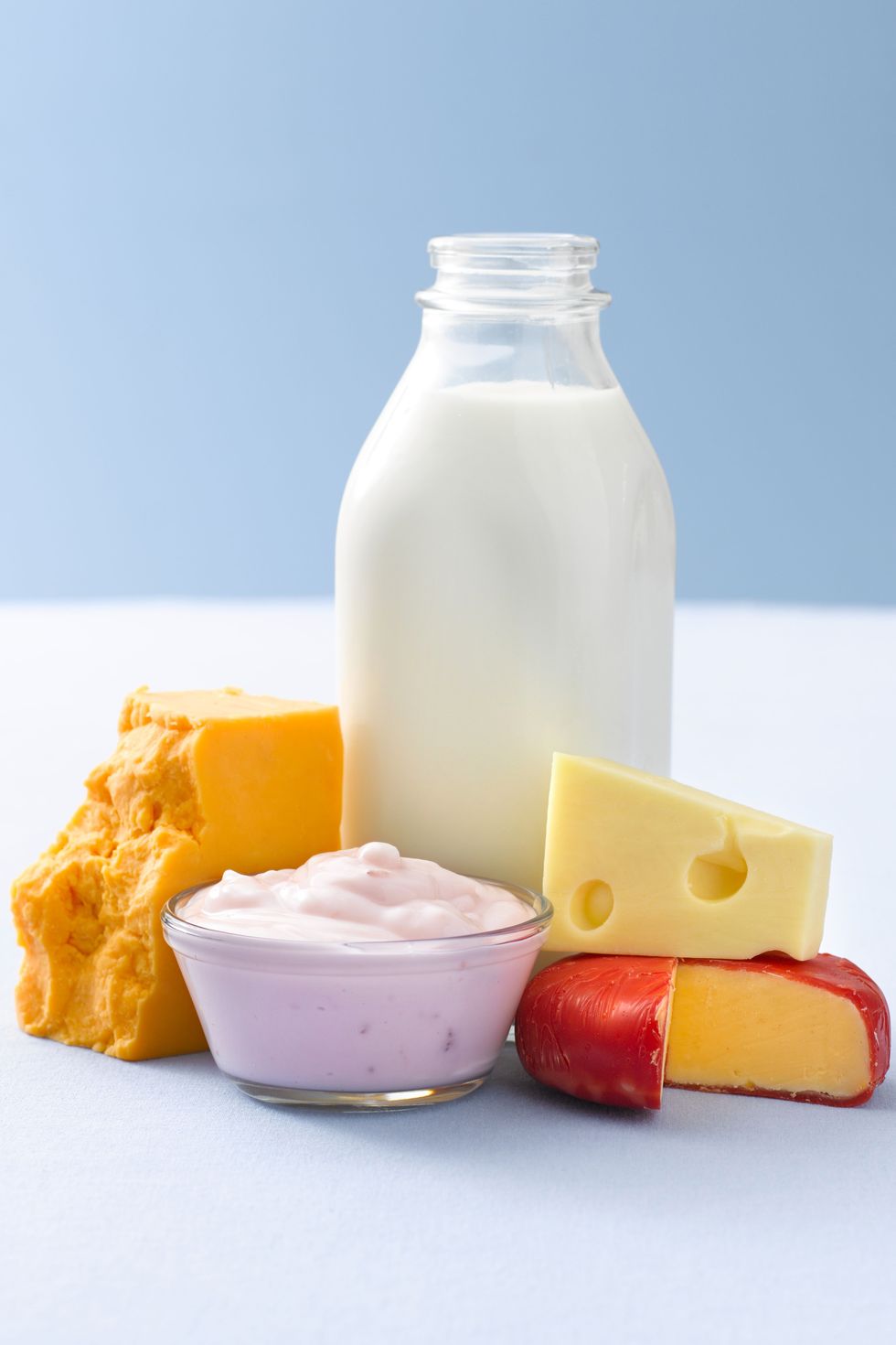 dairy products with yogurt milk and cheese