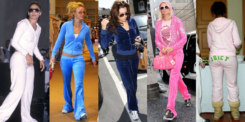 <p>And arriving at the most painfully terrible<em> fashun</em> decade of them all: the early aughts. Spearheading this time of bad sartorial decisions was the ubiquitous velour tracksuit. Everyone and their mother (literally) had a tracksuit to style with a cami underneath and a logo bag in tow. Bonus points if you had a pair with the word "JUICY" across the butt—super chic. </p>