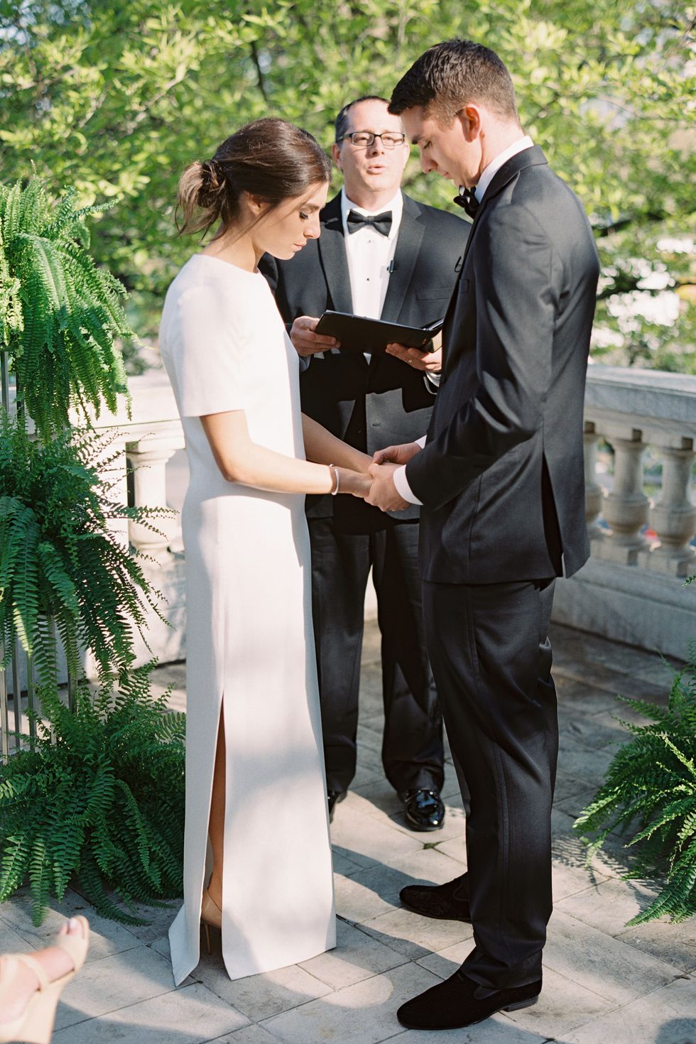 <p>Following the ceremony, on the other side of the portico, a string quartet played as guests enjoyed different Northern California wines and ate a variety of hors d'oeuvres including fried macaroni and cheese bites, raw zucchini lasagna, glazed beets with mozzarella, and raspberries and brie.</p>