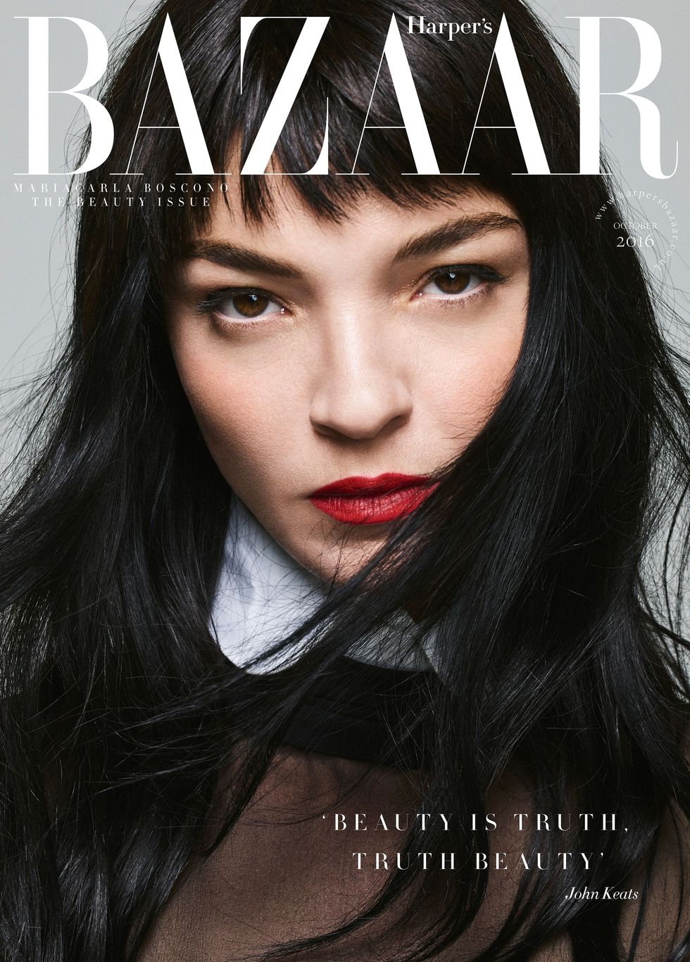 Mariacarla Boscono on the October 2016 subs cover of Harper's Bazaar