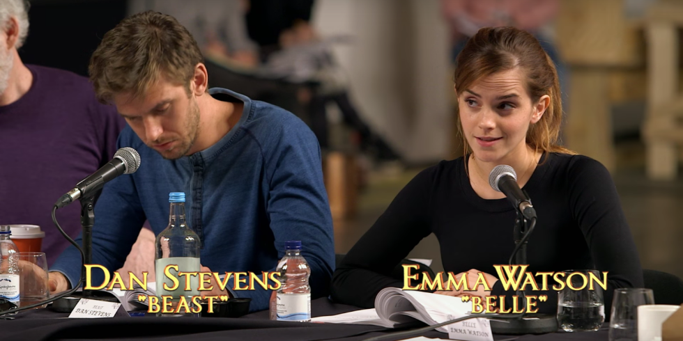 Emma Watson playing Belle in Beauty and the Beast