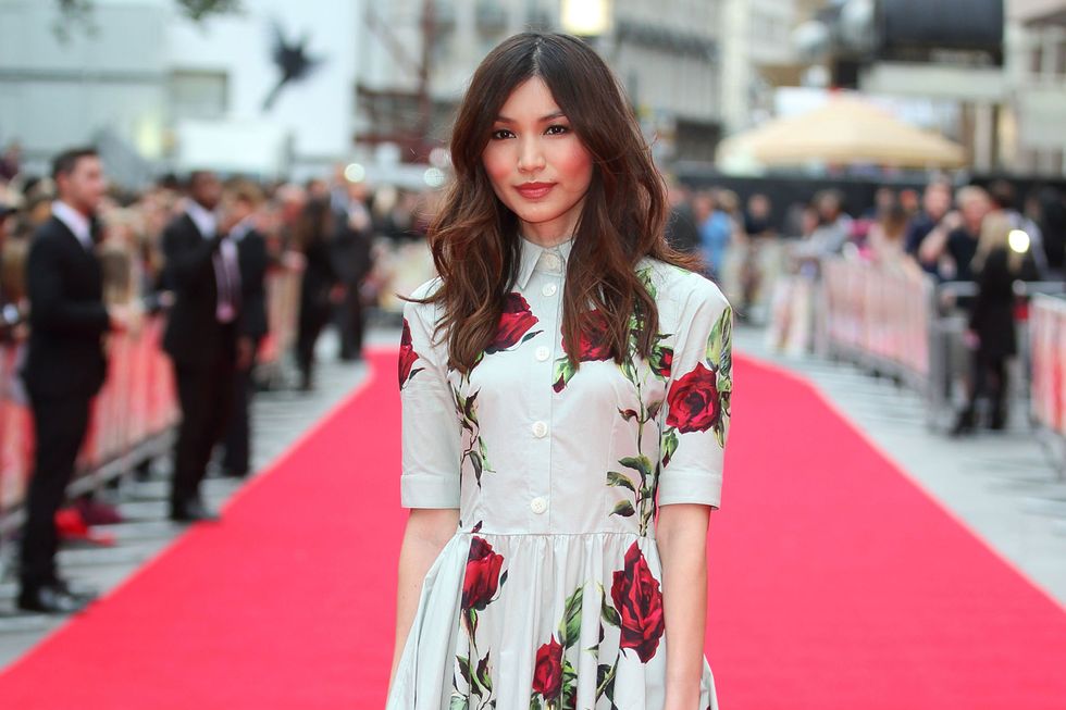 Gemma Chan promoting Humans on the red carpet 