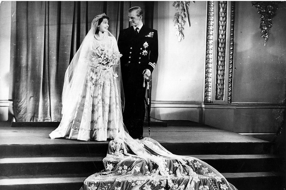 the queen and prince philip on their wedding day, 20 november