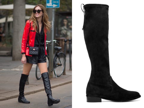 black flat knee high boots outfit