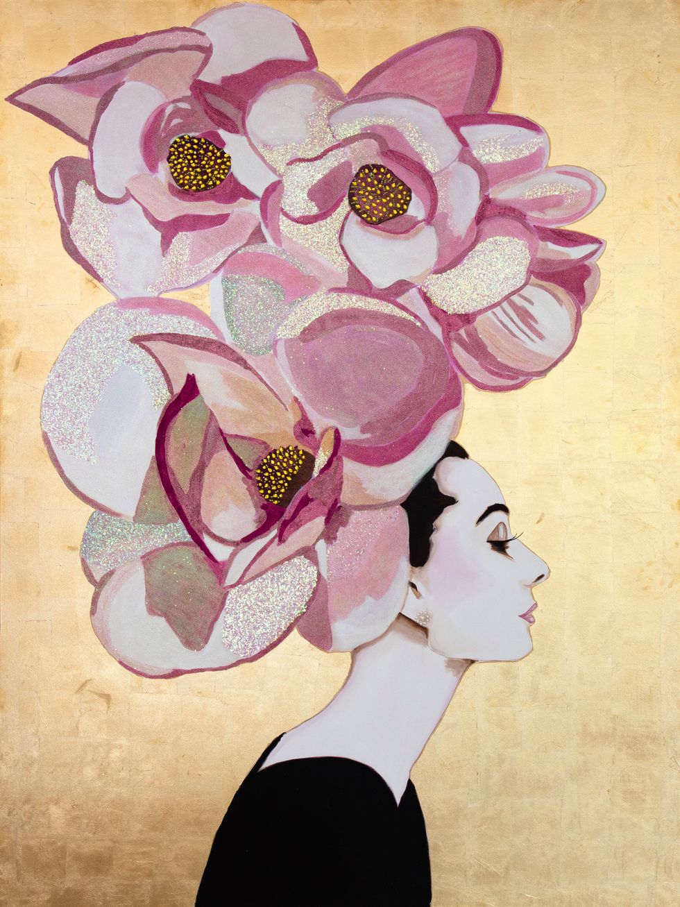 Audrey with Japanese Magnolia with Gold Leaf