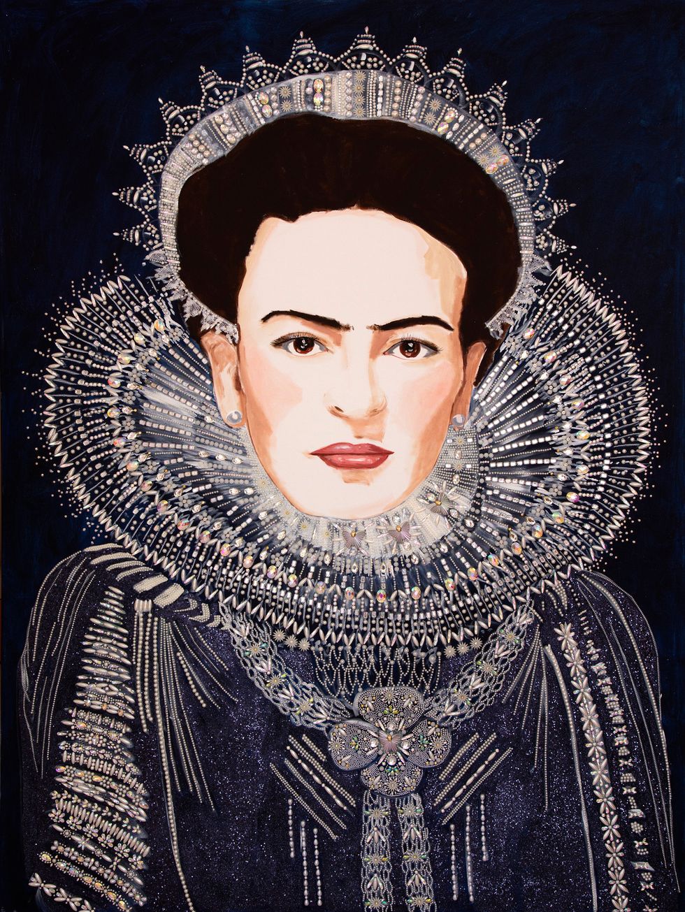 Frida with Elizabethan Collar
