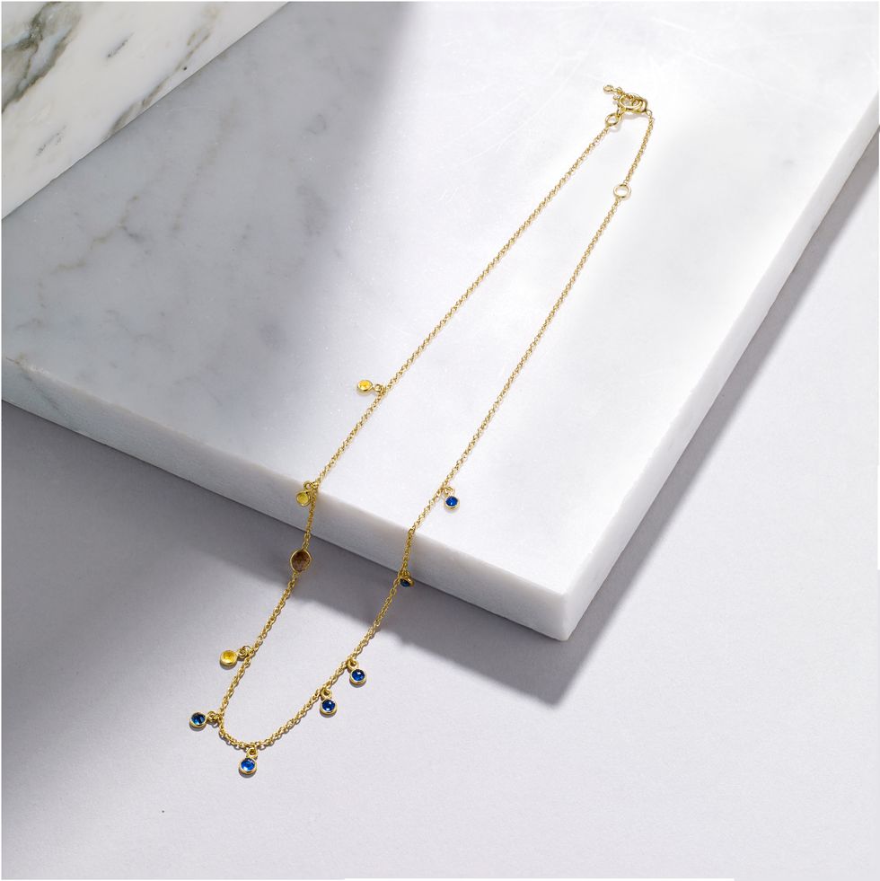 18ct Gold Vermeil Graduating Sapphire Necklace from Not on The High Street