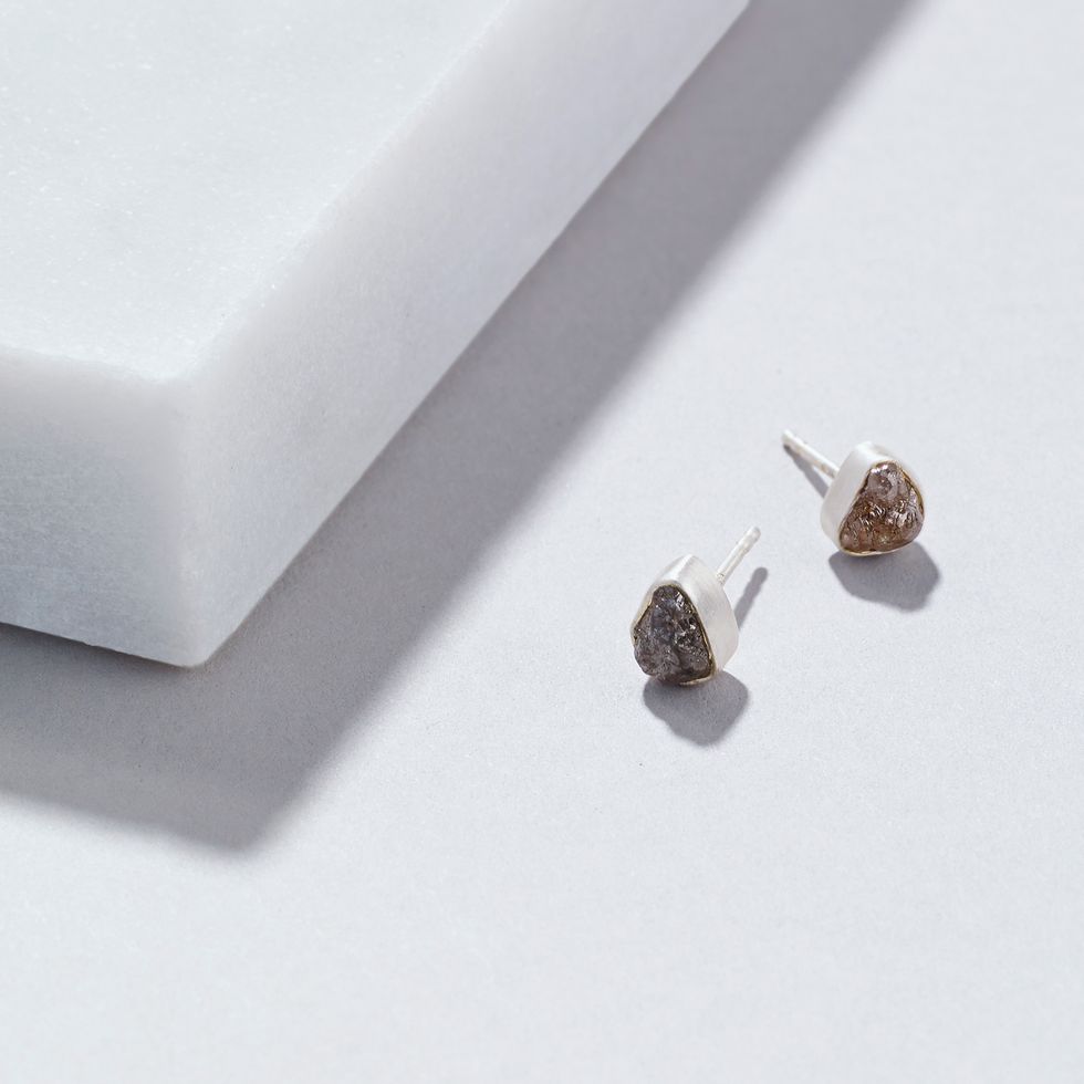 Rough April Diamond Vermeil Stud Earrings from Not On The High Street