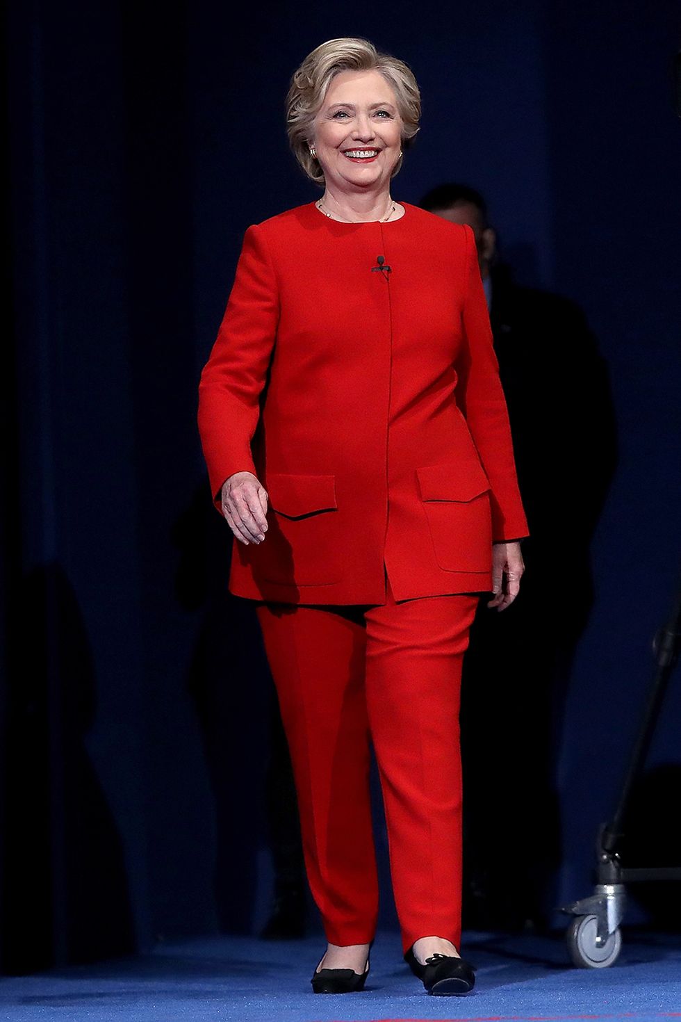 HEMPSTEAD, NY - SEPTEMBER 26:  Democratic presidential nominee Hillary Clinton walks on stage before the start of the first presidential debate at Hofstra University on September 26, 2016 in Hempstead, New York. Tonight is the first of four debates for the 2016 election - three presidential and one vice presidential.  (Photo by Justin Sullivan/Getty Images)