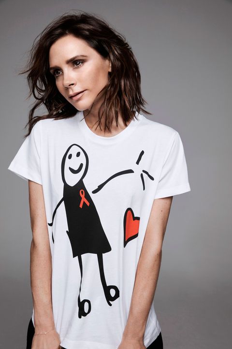 Victoria Beckham uses Harper's drawings for World Aids Day T-shirt