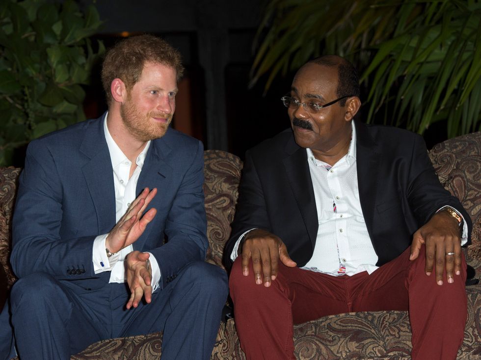 Prince Harry with Gaston Browne