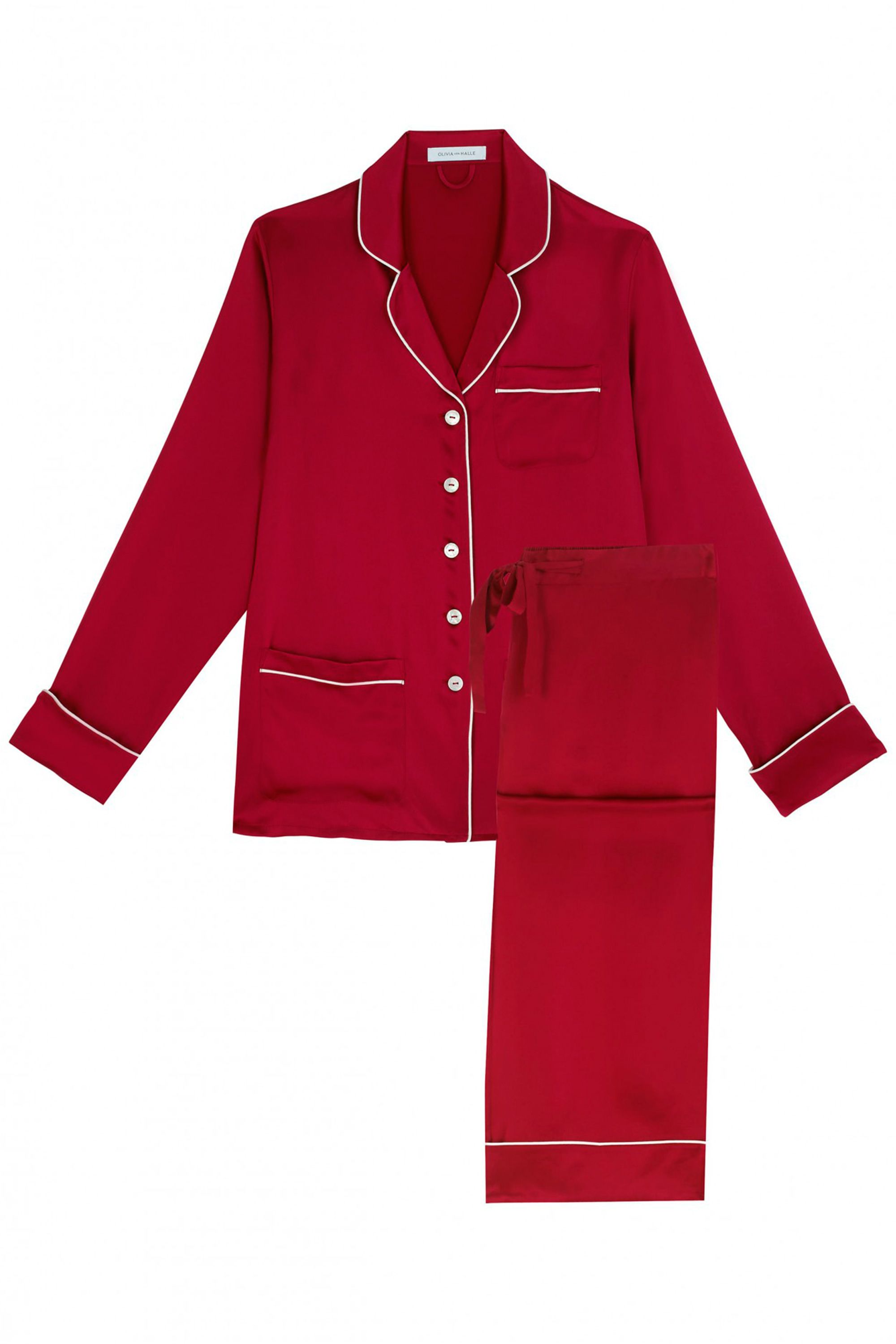 red silk pyjamas