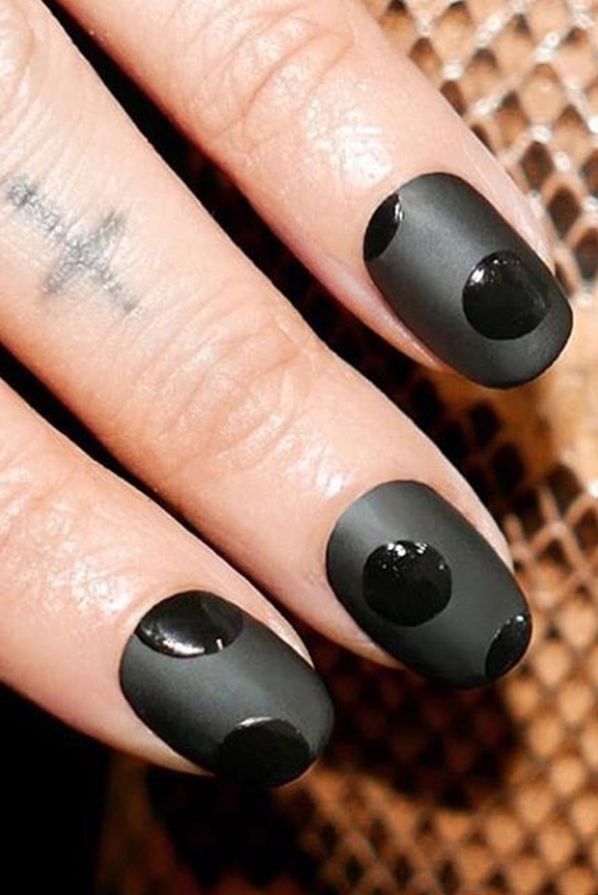 <p>Mix matte and glossy finishes for a not-so-basic black manicure.</p>

<p><a href="https://www.instagram.com/p/BKqcqd5An4R/?taken-by=aliciatnails&amp;hl=en" target="_blank" data-tracking-id="recirc-text-link">@aliciatnails</a></p>
