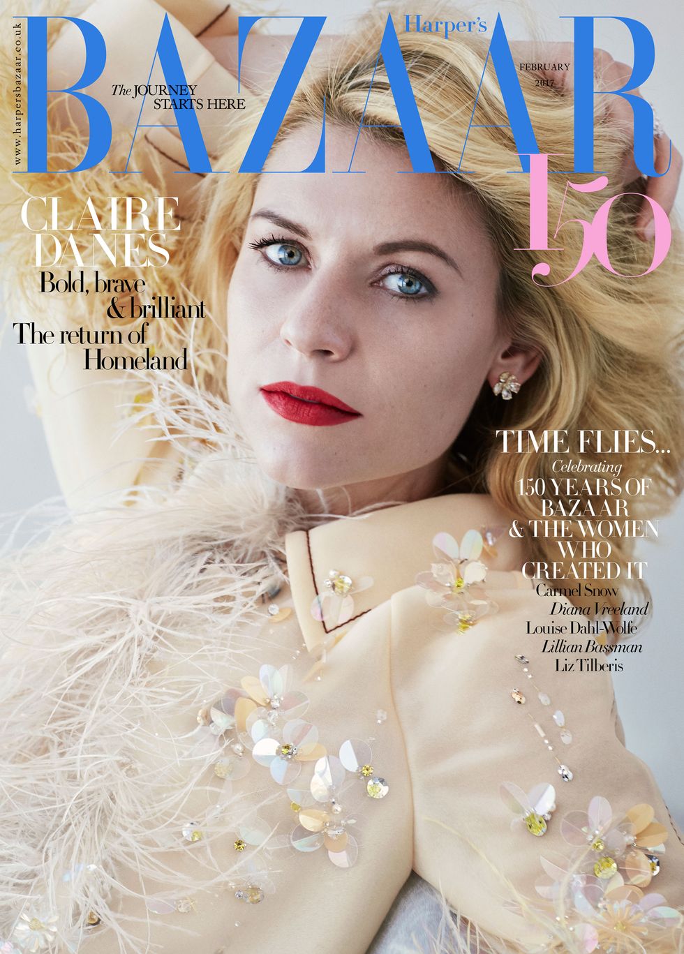 Claire Danes February 2016 cover Harper's Bazaar UK