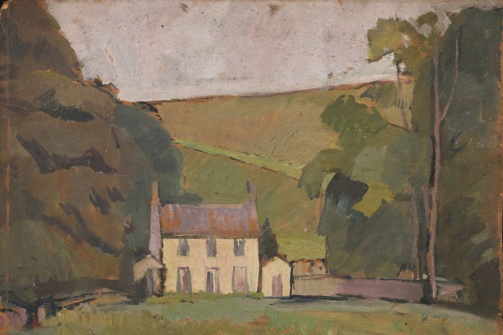 Vanessa Bell, Landscape with Haystack, Asheham, 1912, oil on canvas, board: 60.32 x 65.72 cm, Smith College Museum of Art, Northampton, Massachusetts. Purchased with the gift of Anne Holden Kieckhefer class of 1952, in honour of Ruth Chandler Holden, class of 1926. © The Estate of Vanessa Bell, courtesy of Henrietta Garnett