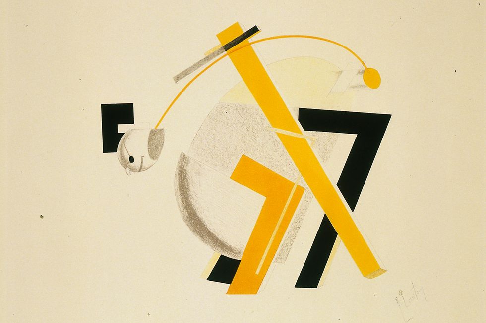 El Lissitzky, 'Old Man, His Head Two Paces Behind from the Three-Dimensional Design of the Electro-Mechanical Show', ' Victory over the Sun', 1923. Van Abbemuseum, Eindhoven
