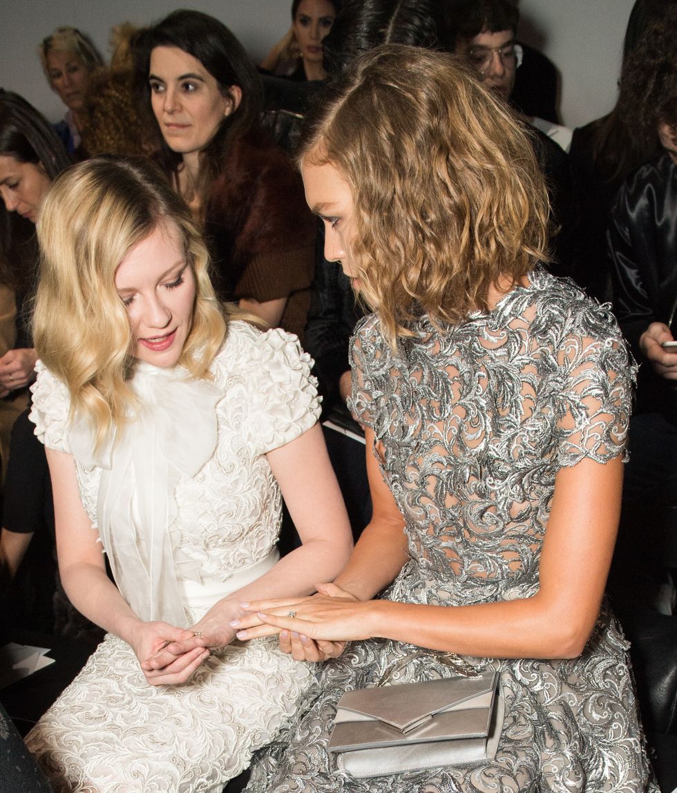 Kirsten Dunst and Arizona Muse compare engagement rings at Paris Haute Couture Fashion Week