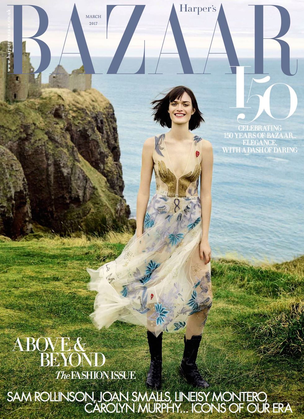 Sam Rollinson on the March 2017 cover of Harper's Bazaar