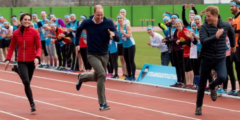 William, Kate and Harry take part in charity relay race