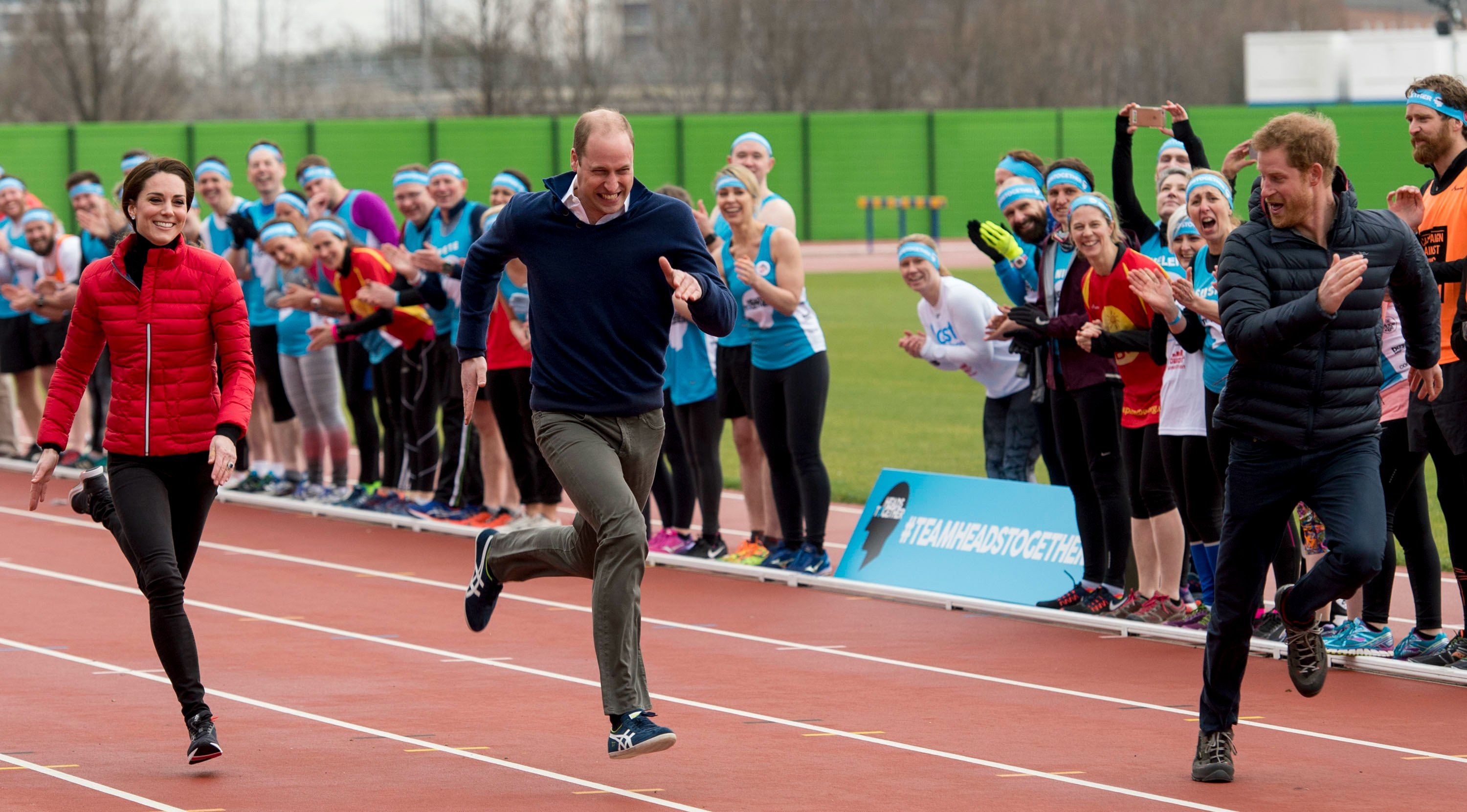William, Kate and Harry take in charity relay race