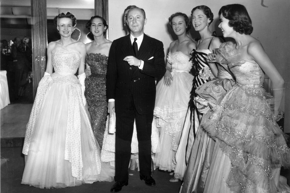 Christian Dior and models in 1950