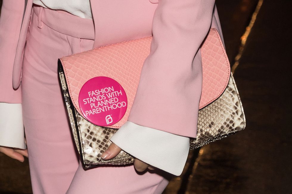 Fashion stands with Planned Parenthood badge