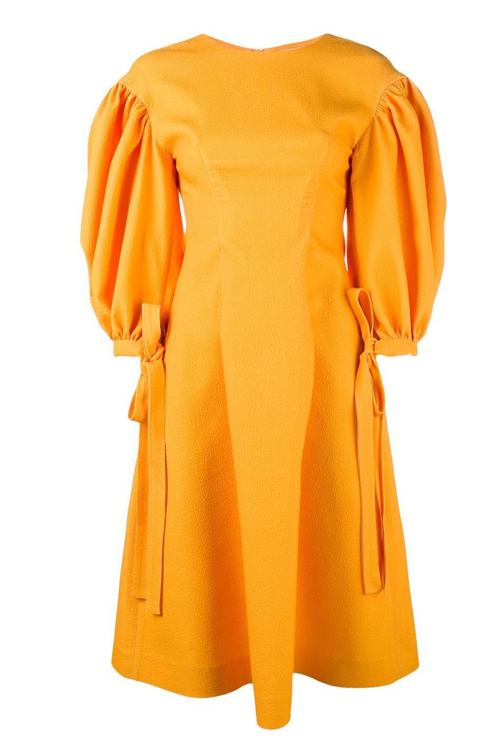Clothing, Yellow, Orange, Sleeve, Dress, Outerwear, Day dress, Cocktail dress, Neck, Blouse, 