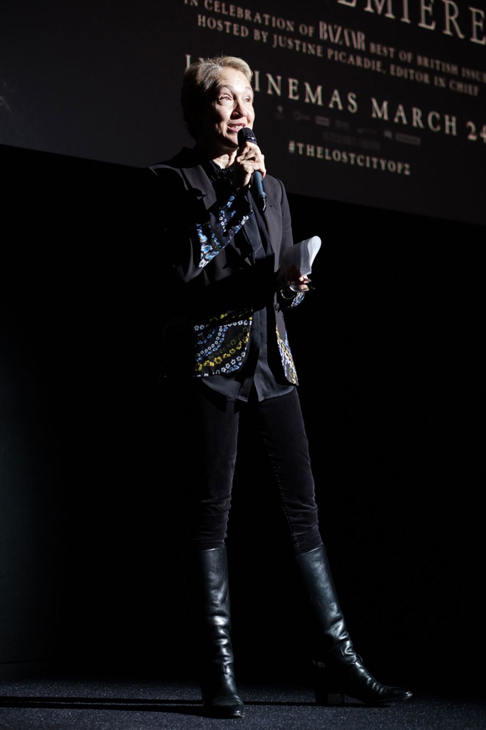 Boot, Jacket, Fashion, Leather, Leather jacket, Knee-high boot, Stage, Riding boot, Fashion design, Fashion model, 