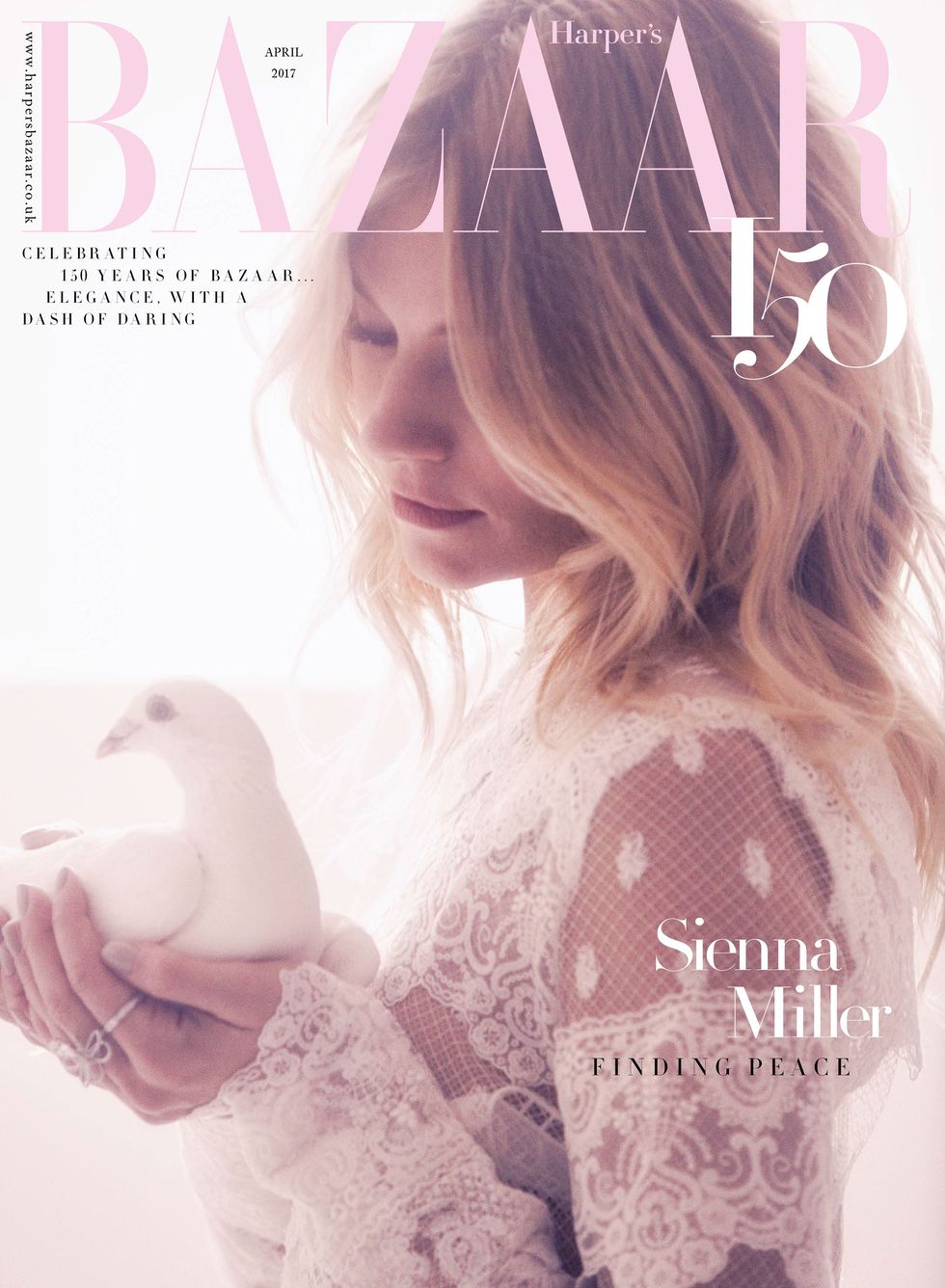 Sienna Miller on the subscribers cover of Harper's Bazaar April 2017