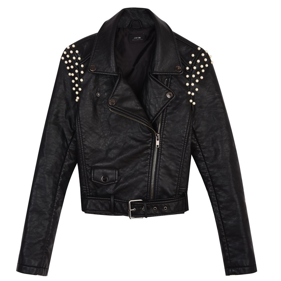 Jacket, Clothing, Leather, Black, Leather jacket, Outerwear, Sleeve, Textile, Top, Collar, 