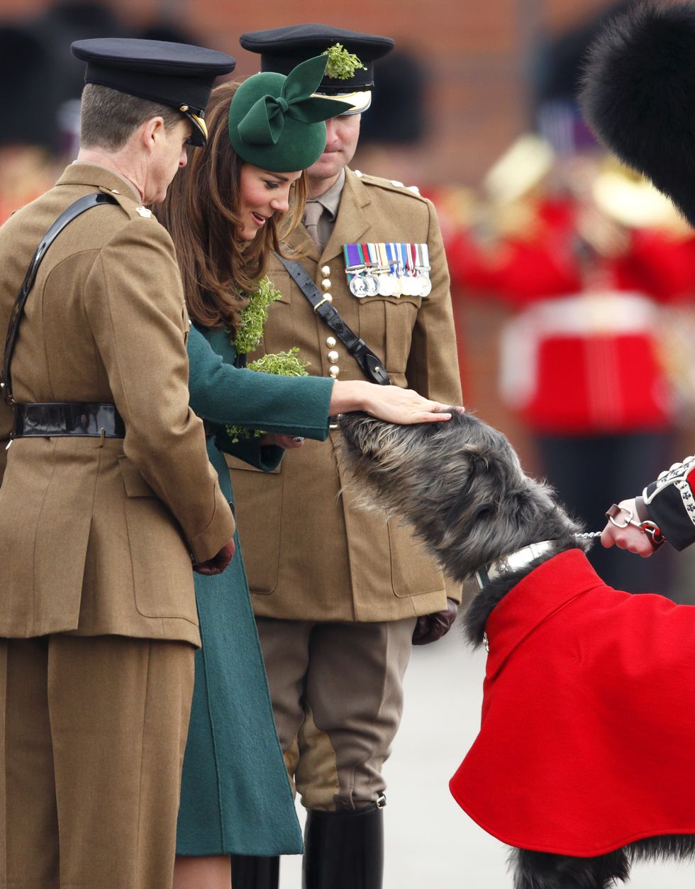 <p>Petting her good friend&nbsp;Domhnall<span class="redactor-invisible-space" data-verified="redactor" data-redactor-tag="span" data-redactor-class="redactor-invisible-space"> during the&nbsp;annual St Patrick's Day Parade&nbsp;in Aldershot, England.<span class="redactor-invisible-space" data-verified="redactor" data-redactor-tag="span" data-redactor-class="redactor-invisible-space"></span></span></p>