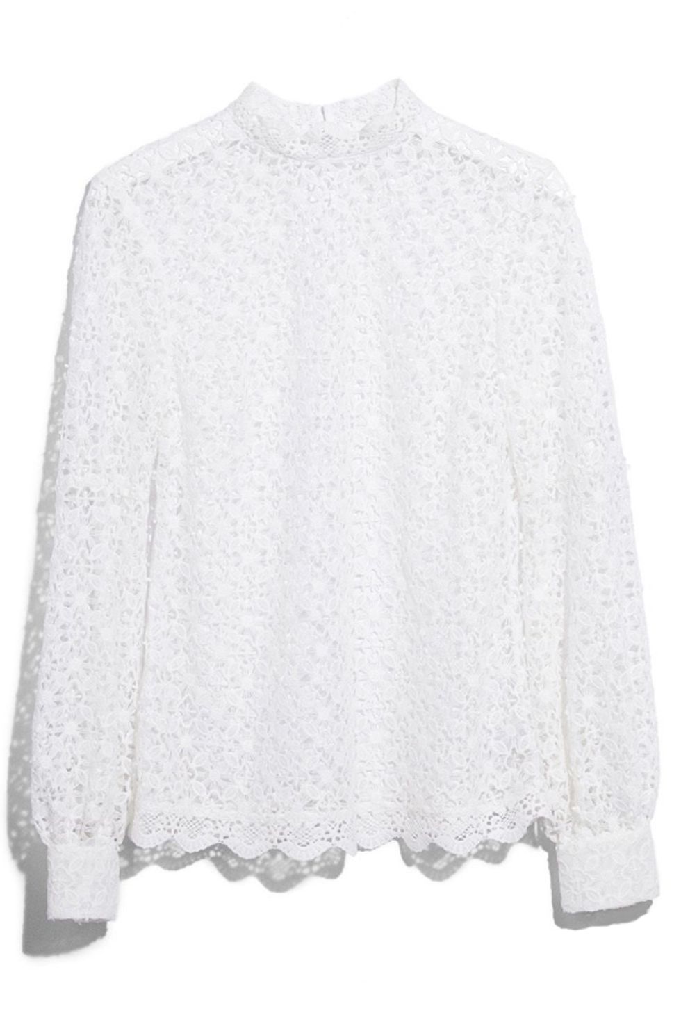Clothing, White, Sleeve, Outerwear, Blouse, Neck, Lace, Shoulder, Collar, Top, 