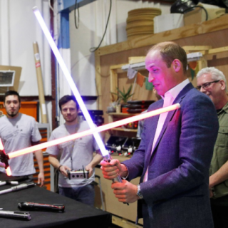 Prince Harry and Prince William on the set of Star Wars: The Last Jedi