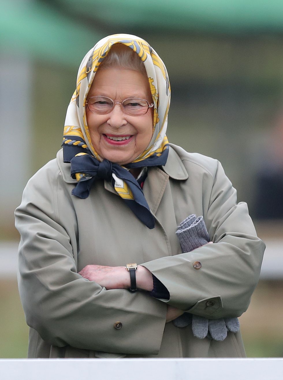 The Queen smiling, The Horse Show Windsor