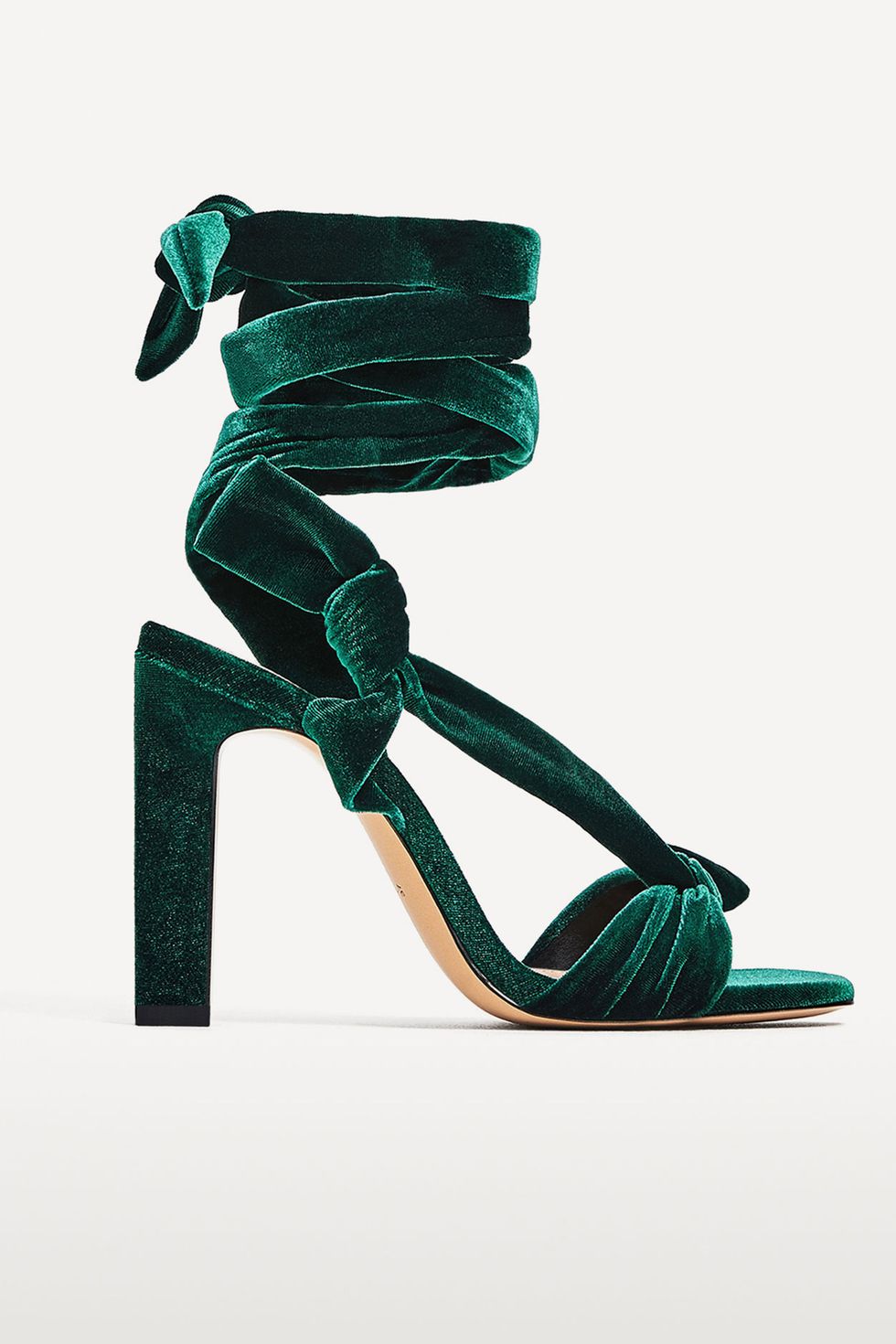 Zara green velvet shoes