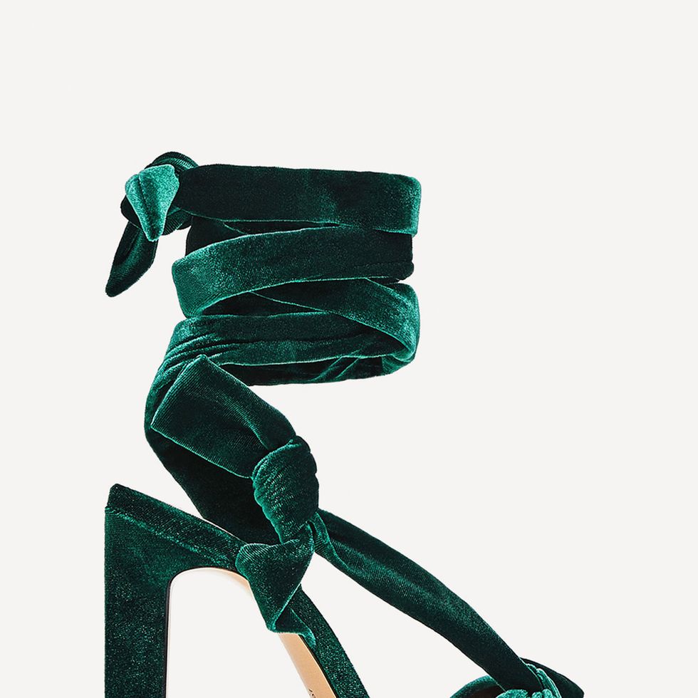 Zara green velvet shoes