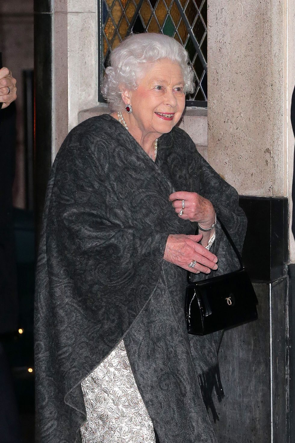 The Queen arrives for dunner at The Ivy, the first time she has dined out since March 2016