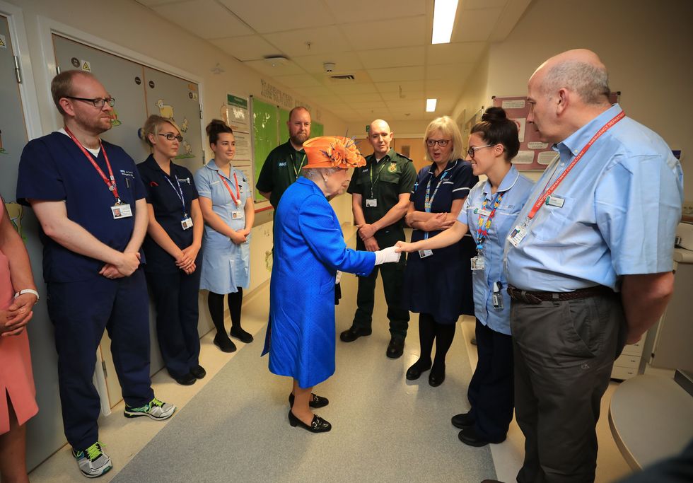 The Queen meets NHS staff at the Royal Manchester Children's Hospital after the terror attack at Manchester Arena, thanks staff for their response