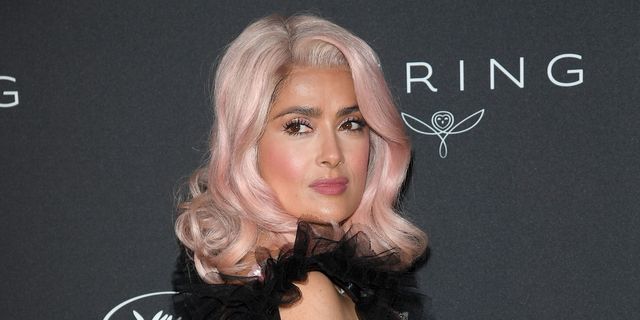 salma hayek with pink hair